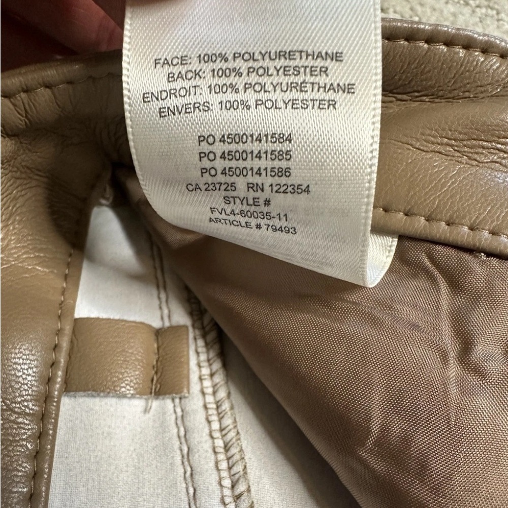 Aritzia Wilfred Melina Pants Brown 2 Straight Leg Crop High Rise Vegan Leather - Picture 6 of 6